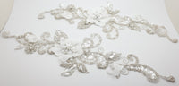 Appliqué motif à coudre perles cristal et strass et fleurs ivoire pour robe de mariée · vue 3