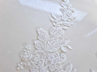 Grand motifs ivoire fleurs brillant sequins 10110 · vue 2