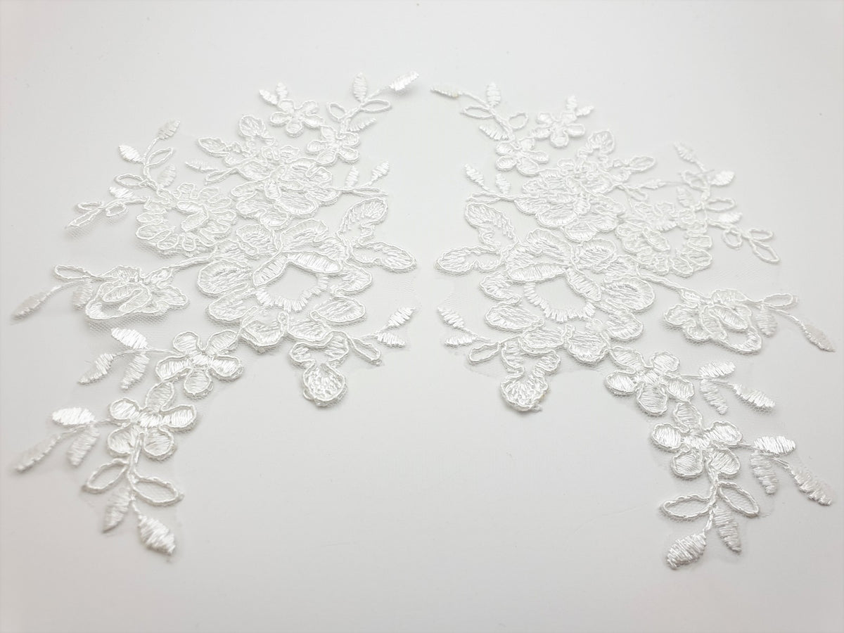 Motif ivoire brodé dentelle feuilles pour robe de mariée