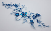 Motif dentelle bleu canard brillant perles sequins pour robe de mariée soirée cocktail · vue 4