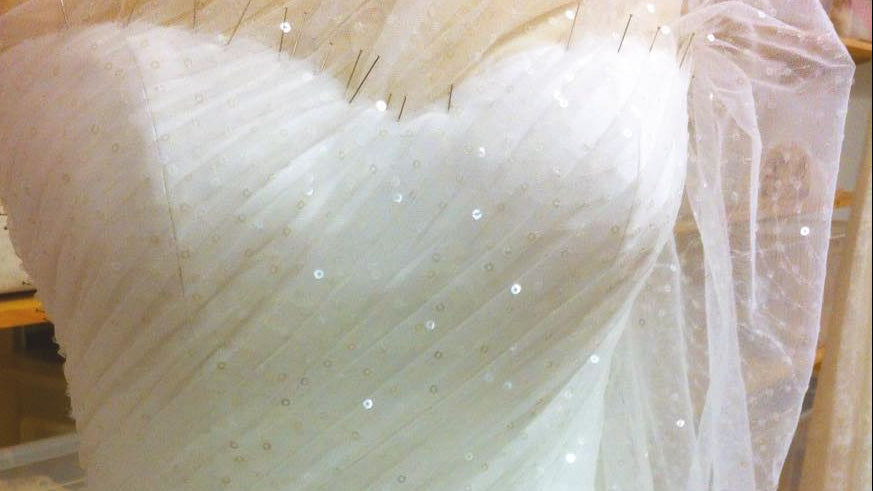 Bustier en tulle pailleté drapé