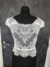 Top mariée dentelle ivoire clair – Manches courtes – Dos boutonné – Taille 36 · vue 2