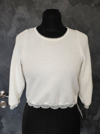 Pull mariée ivoire en maille douce – Dos ouvert élégant – Finitions dentelle – Mariage hiver · vue 2