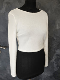 Pull mariée ivoire mariage hiver – Dos V dentelle – Maille douce élégante · vue 4
