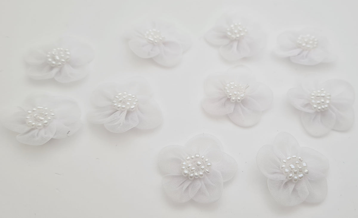 Lot de 10 petites fleurs ivoire ou blanc