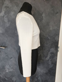 Pull mariée ivoire mariage hiver – Dos V dentelle – Maille douce élégante · vue 2