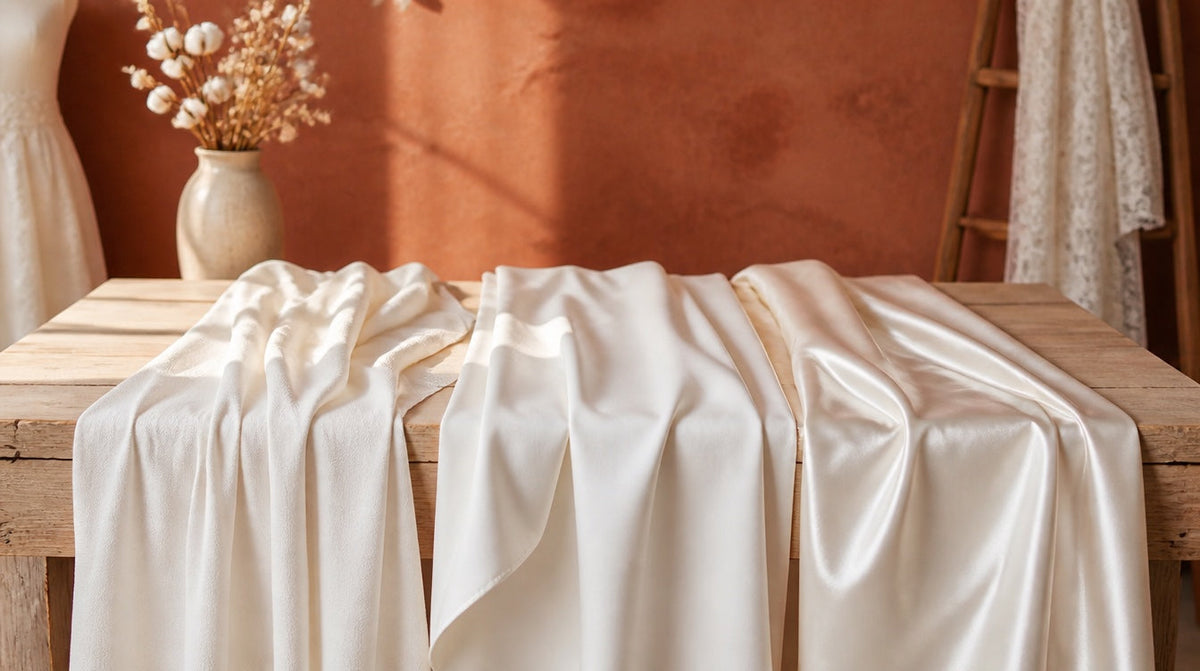 Crêpe, mikado, satin duchesse : le tissu selon la silhouette