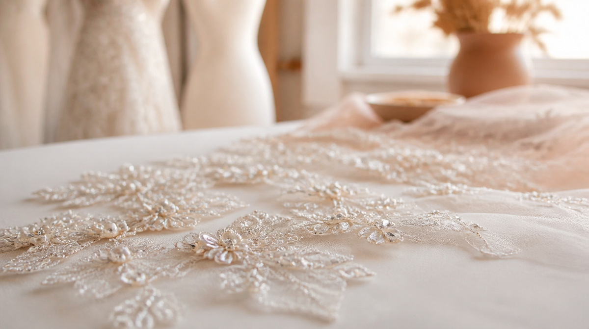 Motifs strass, sequins et perles