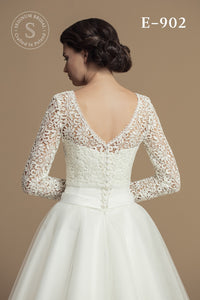 Top en dentelle guipure manches longues style vintage pour mariée ivoire ou blanc · vue 10