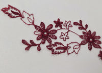 Motif rouge bordeaux fleurs à coudre · vue 2