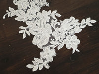 Grand motif dentelle - fleurs et feuilles - ivoire clair · vue 3