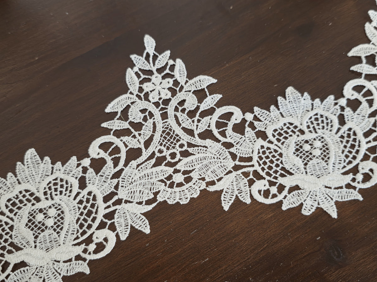 Galon Dentelle Guipure Bohème Mariée – Motifs Arabesques & Fleurs pour Créations