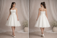 Robe de mariée courte satin et tulle ivoire