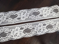Dentelle Tulle Ivoire Motif Floral & Feuillage — Largeur 7 cm | Vendu au mètre · vue 2