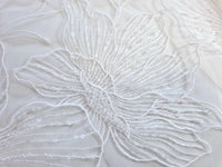 Dentelle grandes fleurs ivoire brillante · vue 3
