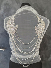 Motif dos strass avec chute de perles pour dos robe de mariée ou cocktail