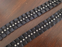 Galon noir avec strass ruban plissé coupon de 2 mètres