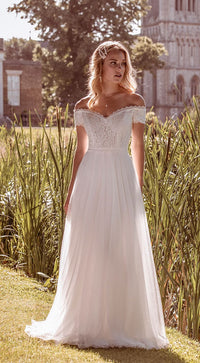 Robe de mariée en dentelle et tulle souple 42/44