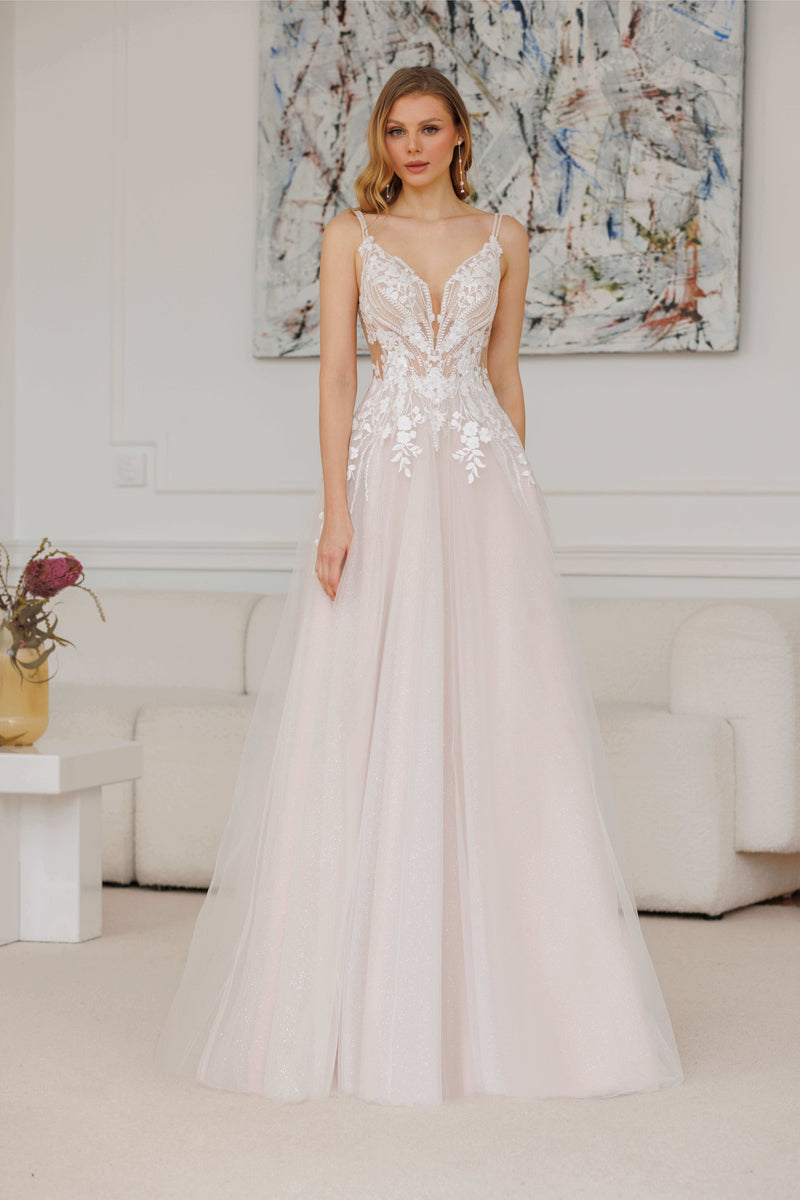 Robe de mariée Angelino rose poudré