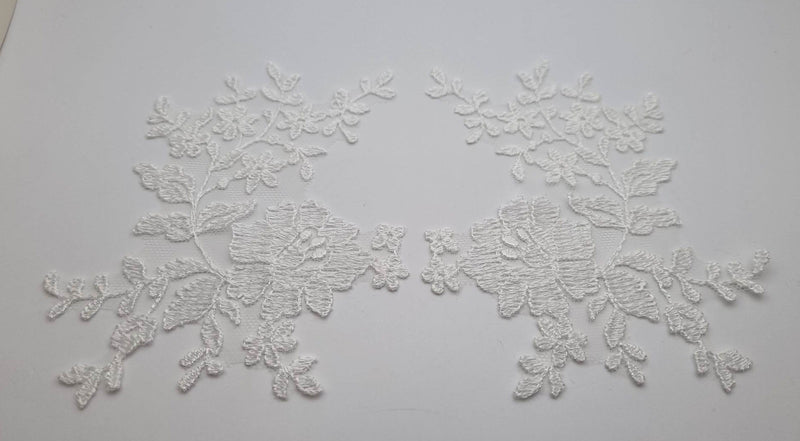 Motif en dentelle ivoire clair feuille fleurs pour robe de mariée