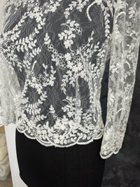 Top mariée dentelle ivoire clair – Manches longues – Dos boutonné – Taille 40 · vue 8