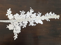 Grand motif dentelle - fleurs et feuilles - ivoire clair · vue 5