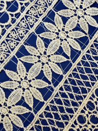 Dentelle guipure pour robe de mariée motif champêtre ivoire crème écru · vue 2