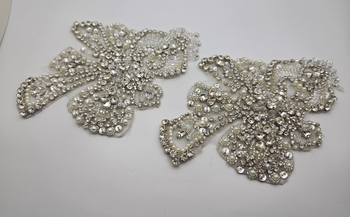 Lot de 2 motifs argenté crystal et perles