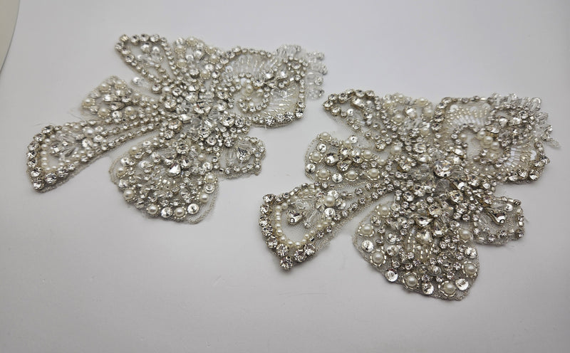 Lot de 2 motifs argenté crystal et perles