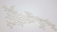 Motif appliqué brodé fil argenté ivoire pour robe de mariée