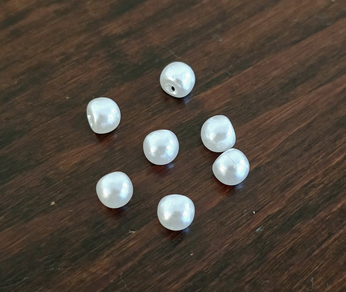20 Boutons perles ivoire / ivoire clair 6 mm ou 8 mm