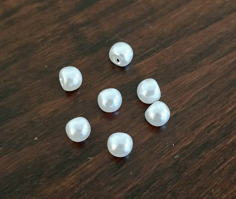20 Boutons perles ivoire / ivoire clair 6 mm ou 8 mm