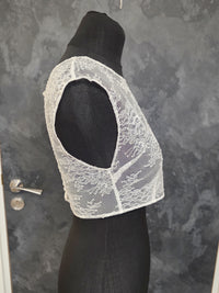 Top mariée dentelle fine ivoire clair – Dos boutonné – Tailles 36 (S) et 40 (L) · vue 2