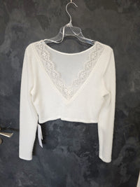 Pull mariée ivoire mariage hiver – Dos V dentelle – Maille douce élégante · vue 8