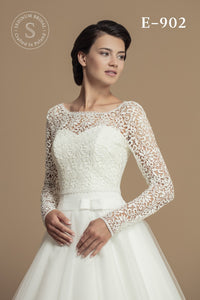 Top en dentelle guipure manches longues style vintage pour mariée ivoire ou blanc · vue 11