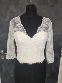 Top de mariée dentelle ivoire – Manches 3/4 – Taille L