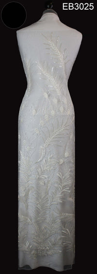 Coupon Tulle brodé motif dégressif, feuillage 3025 · vue 3