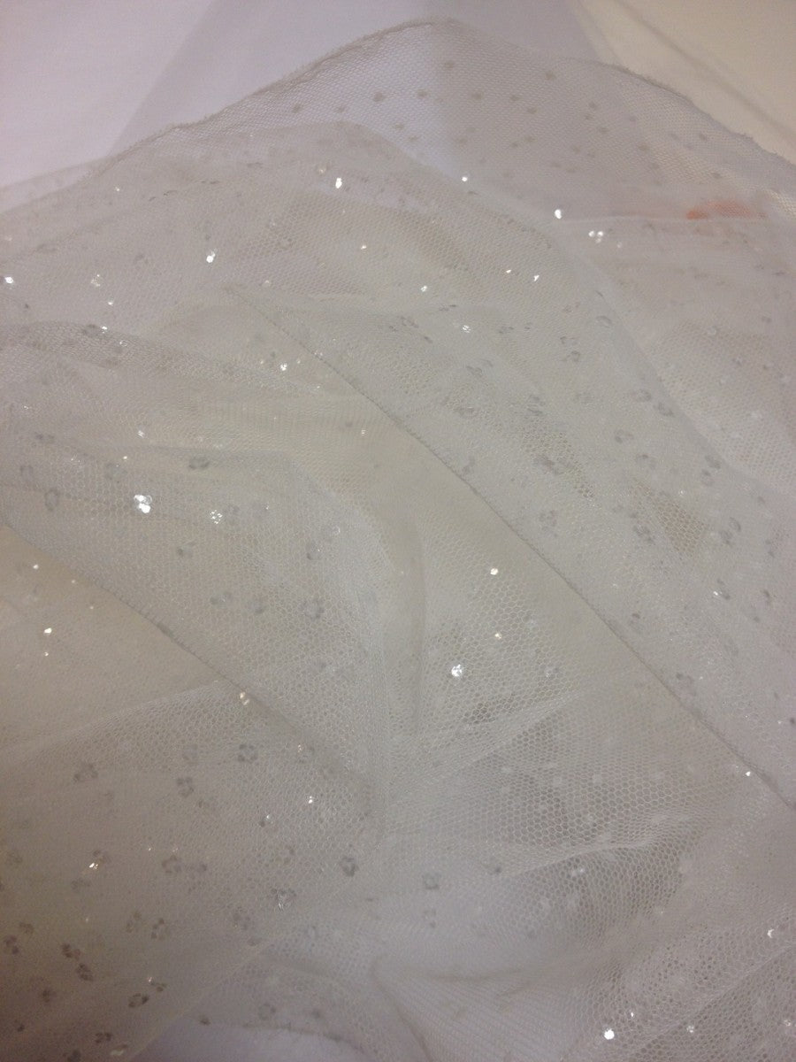 Tulle pailleté laize 147cm ivoire SANMAR 91728