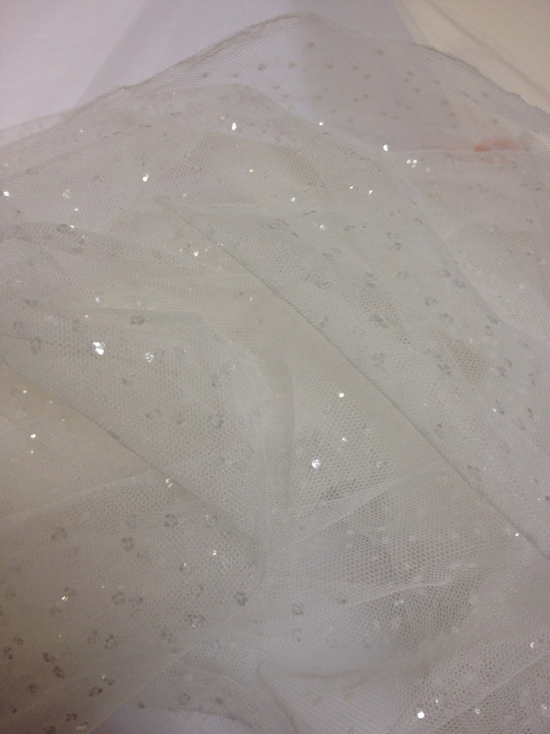 Tulle pailleté laize 147cm ivoire SANMAR 91728