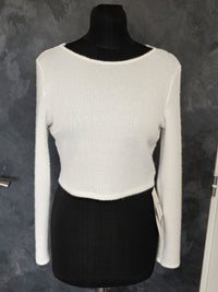 Pull mariée ivoire mariage hiver – Dos V dentelle – Maille douce élégante · vue 5