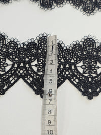 Galon Dentelle Guipure Noir Style Bohème Champêtre — Largeur 6 cm | Vendu par 10 cm · vue 3
