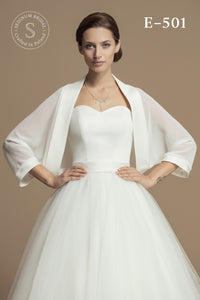 Bolero en mousseline pour mariée ivoire/blanc