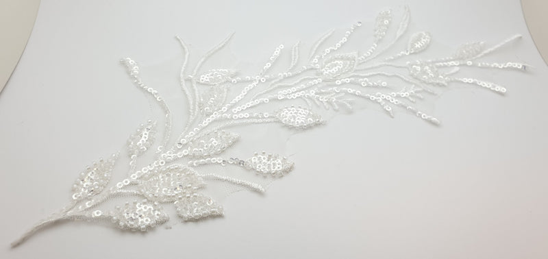 Long motif feuilles pour robe de mariée sequins