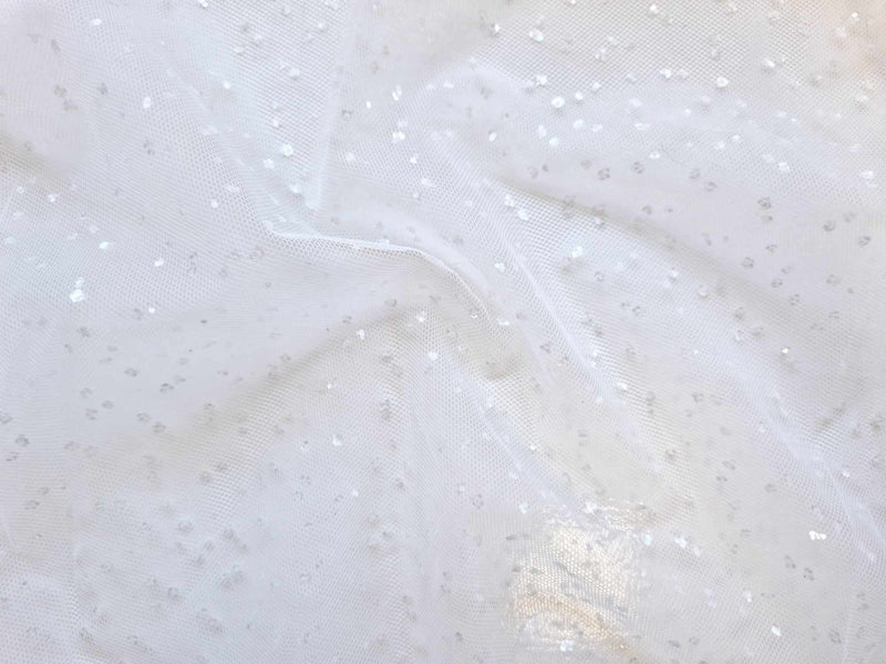 Coupon tulle pailleté 1m60 blanc