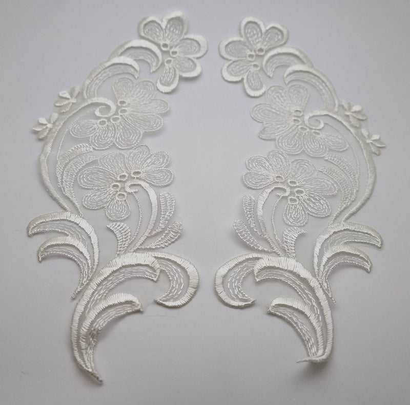 Motif en dentelle ivoire nacré arabesque pour robe de mariée