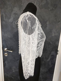 Top mariée en dentelle fine ivoire clair – Manches longues – Dos boutonné – Taille M · vue 7