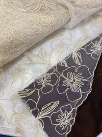 Tulle brodé vanille coupon · vue 4