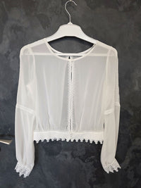 Top pour mariée en mousseline ivoire , manchettes en dentelle Taille
