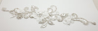 Appliqué motif à coudre perles cristal et strass et fleurs ivoire pour robe de mariée