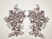 Motif dentelle taupe foncé fleurs et feuilles pour robe cocktail
